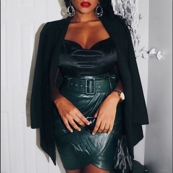 Satin Cowl Neck Bodysuit - Picture 5 of 5